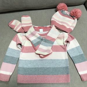Gap girls sweater, scarf, hat, mittens set.